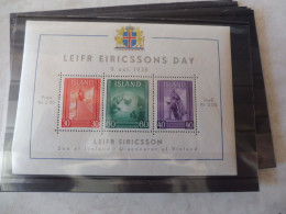 Islande Island Iceland Bl Bloc Blok 2 Mnh Neuf ** 1938 - Blokken & Velletjes