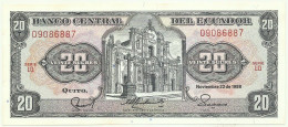 ECUADOR - 20 SUCRES - 22.11.1988 - Pick 121A - UNC. - Série LQ - Ecuador