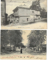 82 MONTECH LOT DE 2 CPA 1906 RUE TORTE ET PROMENEDE DU CHATEAU ECOLES  2 SCANS - Montech