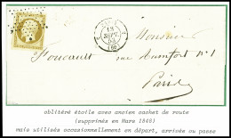 Lettre N°9 10c Bistre, Obl. Étoile Muette + CAD "5 Paris 5 (60)" (1853) (ancien CAD De Route Utilisé Occasionnellement E - 1852 Louis-Napoléon