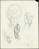 Epreuve N°1123 Dessin D'étude Au Crayon, Du Timbre Europa De 1957, Signé Decaris, TB - Altri & Non Classificati