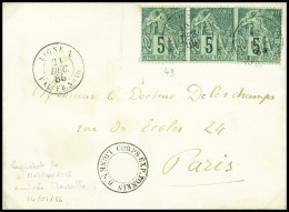 Lettre Col. Gen. N°49, 3 Pièces, Obl CAD "Corr D. Arm. Ligne N PAQ. N°10" (19.12.1885) Sur Lettre Pour Paris Avec CAD Ro - Other & Unclassified