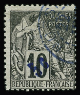 Obl N°8B 5c Sur 10c Noir Sur Lilas, Surcharge Indigo, Obl., TB. Signé A.Brun - Other & Unclassified