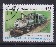 Timbre(s) Oblitéré(s) Cuba Année 2000 N°3864 Thème Transports Trains Locomotives à Vapeur  Réf 9503 - Gebraucht