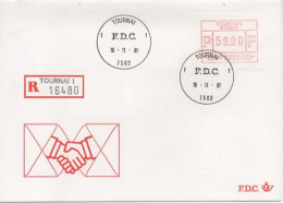 FDC België 1981 – Frankeermachine 59F + Aangetekend – Tournai / FDC Belgique – EMA 59F + Recommandé – Tournai - 1980-1999