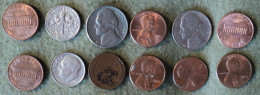 USA. LOT DE 12 PIECES DE MONNAIE DIFFERENTES. 1951 / 2004 - Vrac - Monnaies