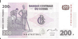 CONGO 200 FRANCS 2007 UNC P 99 A - Non Classés