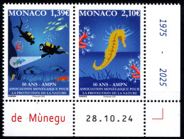 MONACO 2025 -DUO / 50 ANS DE L'ASSOCIATION POUR LA PROTECTION DE LA NATURE - NEUFS ** - Ungebraucht