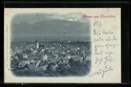 Mondschein-AK Altstätten, Gesamtansicht Von Einem Berg Aus Gesehen - Berg