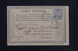 FRANCE - Carte Précurseur De Collombrières Pour Draguignan En 1877 - L 167971 - Cartes Précurseurs