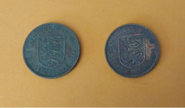 -2-Pieces-1-penny 1971-et-1980-Elizabeth II 2e Effigie-Jersey--Qualite-en-TTB+++++VENDU-EN-L'ETAT-- - Jersey