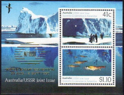 Australie Australia 1173/74 Bf 15  World Stamp Exhibition New Zealand 90, Coopération Scientifique En Antarctique - Autres & Non Classés