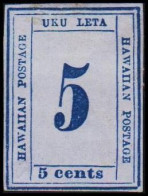 1865. HAWAII. HAWAIIAN POSTAGE - UKU LETA - HAWAIIAN POSTAGE. 5 Cents. Hinged. Interesting Old... (Michel 16) - JF511357 - Hawaï