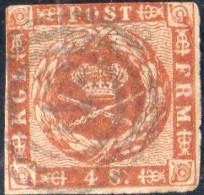 Danemark :année 1854-64 N°8 Oblitéré ,filigrane A - Usati