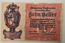 Notgeld Liechtenstein 10 Heller 1920 Unzirkuliert - Liechtenstein