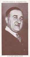44 VICTOR BERLINER, UK - Boxing Personalities 1938 - Churchman Cigarette Card -  3X7CMS - Personnalités De La Boxe - Churchman