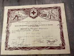Brevet De Nageur 1938 école Des Fusiliers Marins - Boats