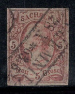 Saxe 1856 Mi. 12 Oblitéré 100% 5 Ngr, Le Roi Jean I - Saxony