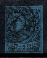Saxe 1855 Mi. 10 Oblitéré 100% 2 Ngr, Le Roi Frédéric II - Saxe