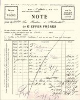 Facture / Rechnung - Fabrique De Tissus De Kiefer Frères, Platen 03/1931 - Luxemburgo