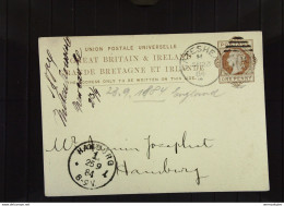 GB & IRELAND: Ganzsachen-Post-Card Mit One-Penny Von Cateshe Nach Hamburg Vom 23.9.1884 Stpl-Nr: 309 - Briefe U. Dokumente