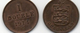 Guernsey Coin 1 Double 1914 Condition Extra Fine - Guernsey