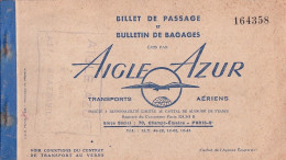 BILLET DE DE TRANSPORTS AERIENS - AIGLE - AZUR - CONGO - BRAZZAVILLE - PARIS - 28 JUIN 1953 - 4 SCANS - Welt