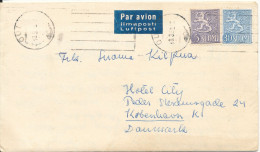 Finland Cover Sent Air Mail To Denmark 13-3-1958 Lion Type Stamps With A Letter Inside - Briefe U. Dokumente