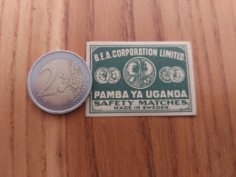 Ancienne Petite étiquette Boîte D'allumettes Ouganda "BEA CORPORATION LIMITED - PAMBA YA UGANDA SAFETY MATCHES" - Matchbox Labels