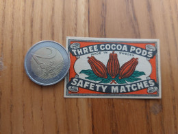 étiquette Boîte D'allumettes SUEDE "THREE COCOA PODS SAFETY MATCHES" - Matchbox Labels