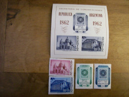 ARGENTINE N Yvert 649 A 651 +bloc 14 + Pa  83 Annee 1961 / 1962 LUXE - Ongebruikt