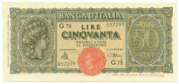 50 LIRE ITALIA TURRITA TESTINA 10/12/1944 SPL - Regno D'Italia – Other