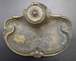 BANDEJA TINTERO DE ESTILO MODERNISTA CON VASITO DE CERAMICA - Art Nouveau / Art Deco
