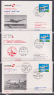 Schweiz: Swissair 1997 MiNo. 1609 3x Auf Sonder- ,Erstflügen - Erst- U. Sonderflugbriefe