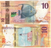 CURAÇAO & SINT MAARTEN   Just Issued 10 Caribische Gulden  PW1 2025  "Gray Anglefish + Light House At Back" - Other & Unclassified