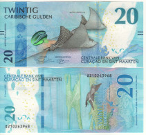 CURAÇAO & SINT MAARTEN   Just Issued 20 Caribische Gulden  PW2 2025  " Fish &  Bird + Bay At Back" - Netherlands Antilles (...-1986)