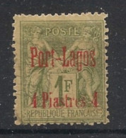 PORT-LAGOS - 1893 - N°YT. 6 - Type Sage 4p Sur 1f Olive - Oblitéré / Used - Gebruikt