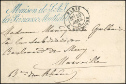 Collection Jean Sénéchal. 20 Avril 1870. LA PRINCESSE MATHILDE. Lettre Frappée De La Griffe Bleue "MAISON DE S. A. I. LA - 1849-1876: Periodo Clásico