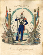 1845. Lettre D'un Soldat Avec Gravure Colorée Sur Page Entière. L'Ornée 2ième Régiment Du Génie (Sapeurs Mineurs). Litho - 1801-1848: Précurseurs XIX
