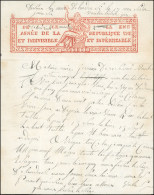 1793. Lettre D'un Soldat à L'en-tête Exceptionnelle Et Rarissime En Rouge. "ANNEE DE LA REPUBLIQUE UNE ET INDIVISIBLE ET - 1701-1800: Précurseurs XVIII