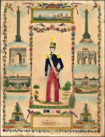 1841. Magnifique Lettre D'un Soldat Avec Plusieurs Dessins Coloriés Représentant Des Monuments De Paris Sur Une Page Ent - 1801-1848: Précurseurs XIX