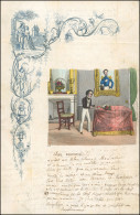 1852. Lettre D'un Soldat Avec Gravure Colorée. Lettre De Voeux De 4 Pages, Postée à BERGUES - NORD De La Caserne à Desti - 1849-1876: Période Classique