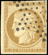 1 -  10c. Bistre-jaune. Obl. étoile. Marge Courte En Haut Mais Filet Intacte. SUP. - 1849-1850 Cérès