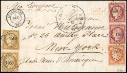1+5+6 - 10c. Bistre X 2 + 40c. Orange + 1F. Carmin X 2 Obl. PC 1460 S/lettre Frappée Du CàD De GUEBWILLER Du 2 Décembre  - 1849-1850 Cérès