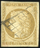 1b - 10c. Bistre-verdâtre. Obl. Grille Légère. TB. - 1849-1850 Cérès