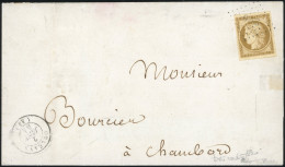 1b - 10c. Bistre-verdâtre Obl. PC 2370 S/lettre Frappée Du CàD D'ORLEANS Du 2 Janvier 1854 à Destination De CHAMBORD - L - 1849-1850 Cérès