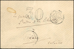 LA VILLE DE FLORENCE. Lettre Taxée Au Tampon à 30c. Frappée Du CàD De PARIS (60) Du 24 Septembre 1870 à Destination De C - Guerra Del 1870