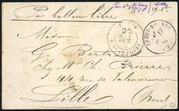 L'ARMAND BARBES. Carte Non Affranchie Expédiée ''Par Ballon Libre'', Frappée Du Cachet Parisien PARIS - R. ST-ANTOINE 30 - Guerra Del 1870