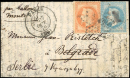 29+31 - LE WASHINGTON. 20c. Et 40c. Lauré Obl. S/lettre Frappée Du CàD De PARIS Du 7 Octobre 1870 à Destination De BELGR - Guerra Del 1870
