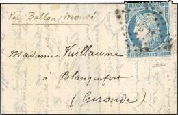 37 - Pli Confié Du GARIBALDI. 20c. Siège Obl. De L'Ambulant PB1° S/lettre Manuscrite Du 20 Octobre 1870 à Destination De - Guerra Del 1870
